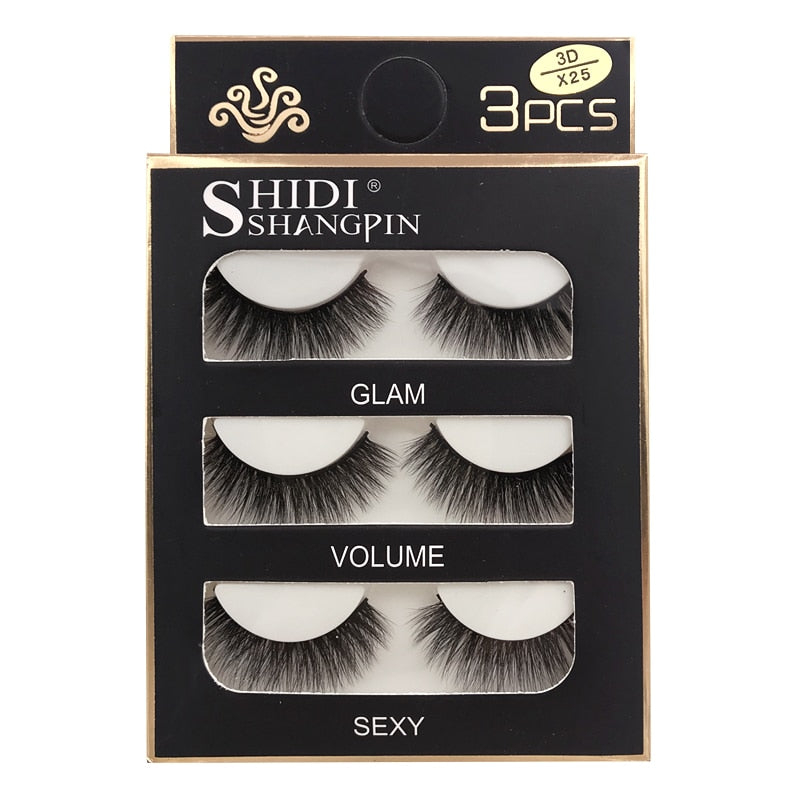 3 Pairs Natural False eyelashes-3D Mink Eyelash Extension