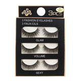 3 Pairs Natural False eyelashes-3D Mink Eyelash Extension