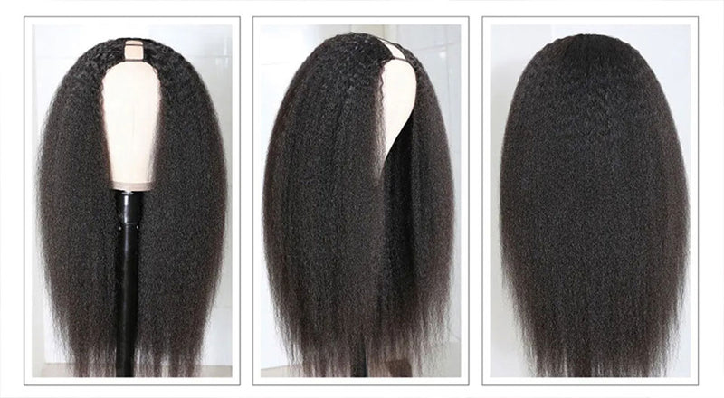 Brazilain Kinky Straight U Part Human Hair Wig 150% Density