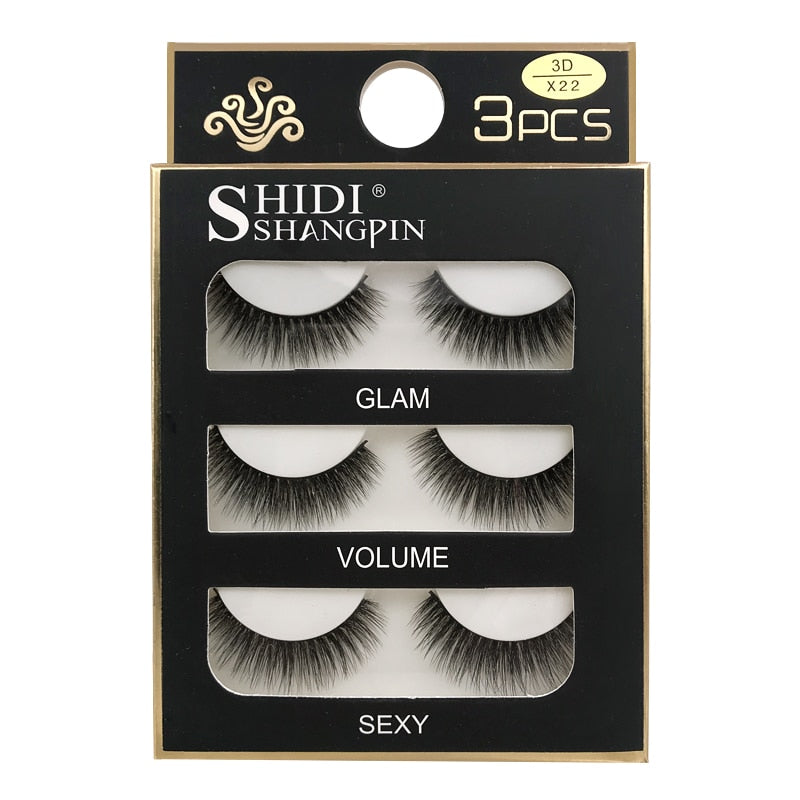 3 Pairs Natural False eyelashes-3D Mink Eyelash Extension